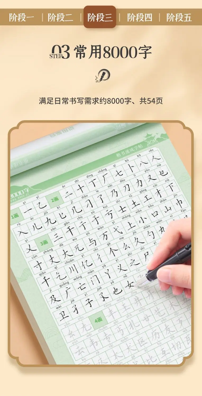 Chinesische Schriftzeichen lernen kennen, Kalligraphie üben, häufig verwendete Tang-Gedichte, Zeichen für Anfänger, Schreibheft, Kalligraphie-Zubehör – Detail 15