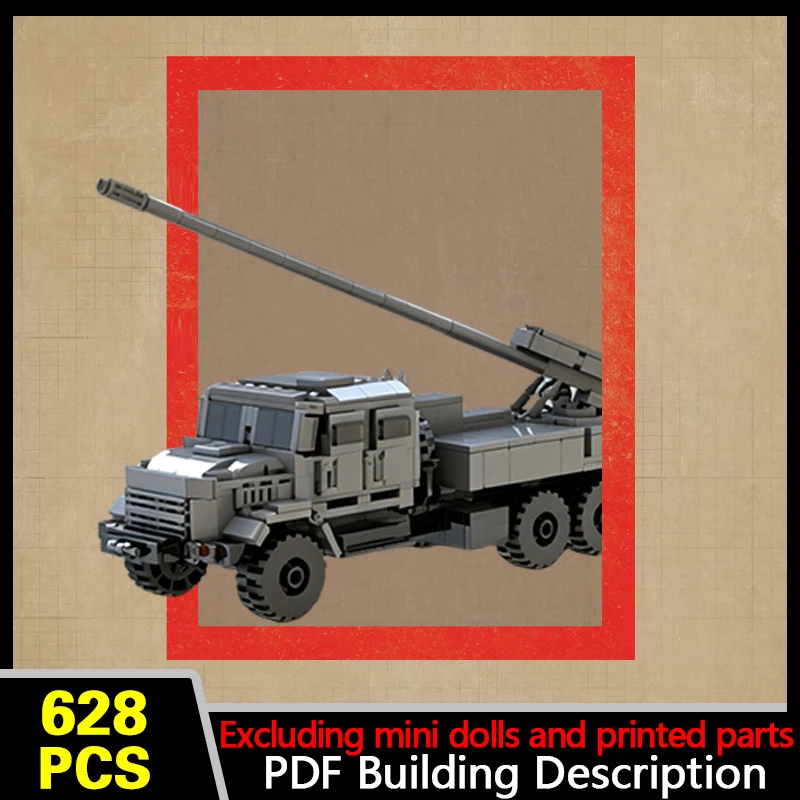 2S22 Self-Propelled Howitzer Model MOC Building Bricks War Equipment Modular Technology Gifts Holiday Assemble Toys Suit Display