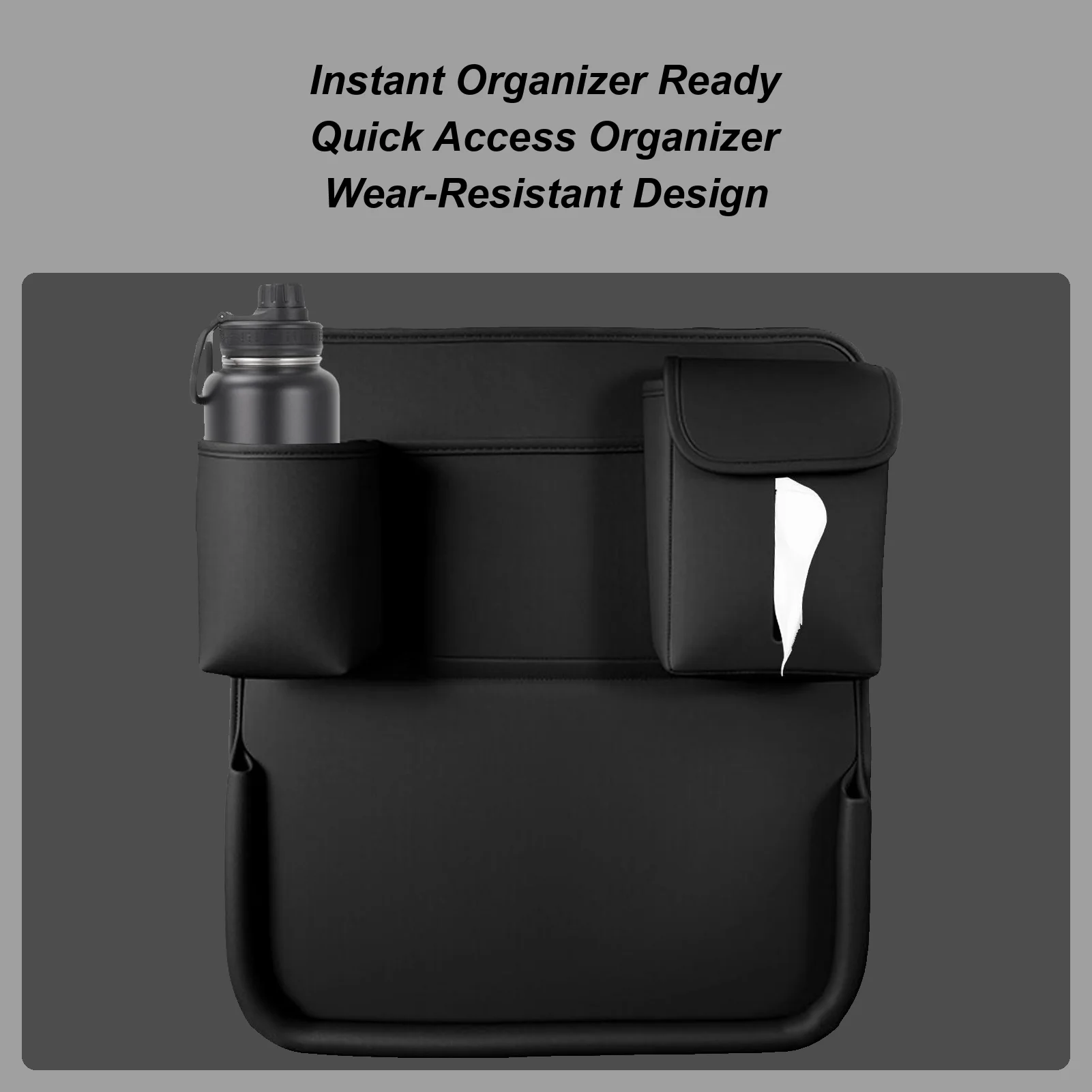 

Kids Travel Tray Foldable PU Leather Auto Organization Seat Back Organizer For Vehicle Truck SUV Van Door Road Trip Travel Long