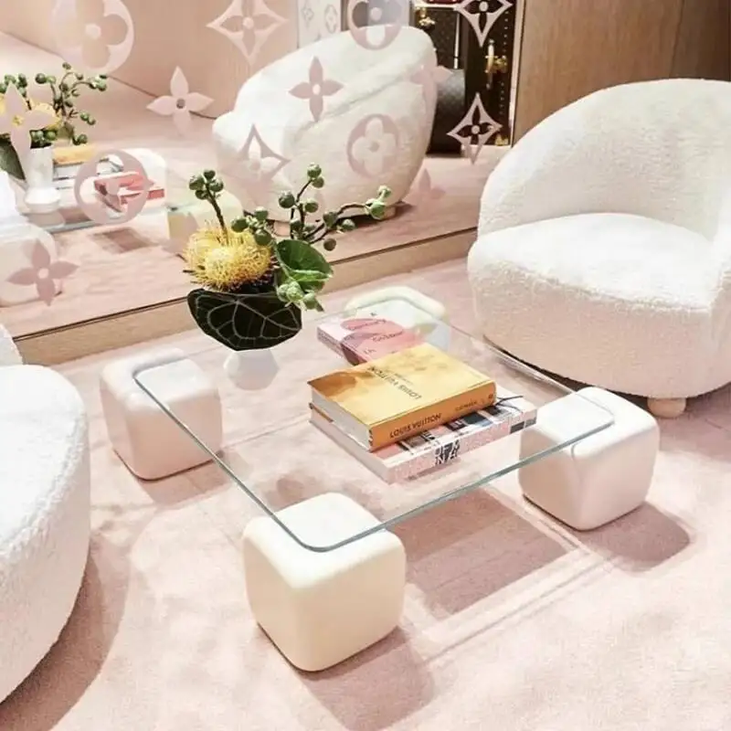 Sugar Cube Table Groove Slot Design Simple Versatile Dopamine Style Coffee Table Living Room Furniture Minimalist Small Table
