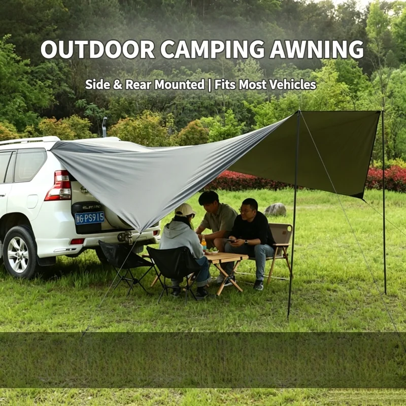 ApplicableSUVCar-mounted sunshade, car-side canopy, silver-coated black vinyl canopy, outdoor camping car tail tent