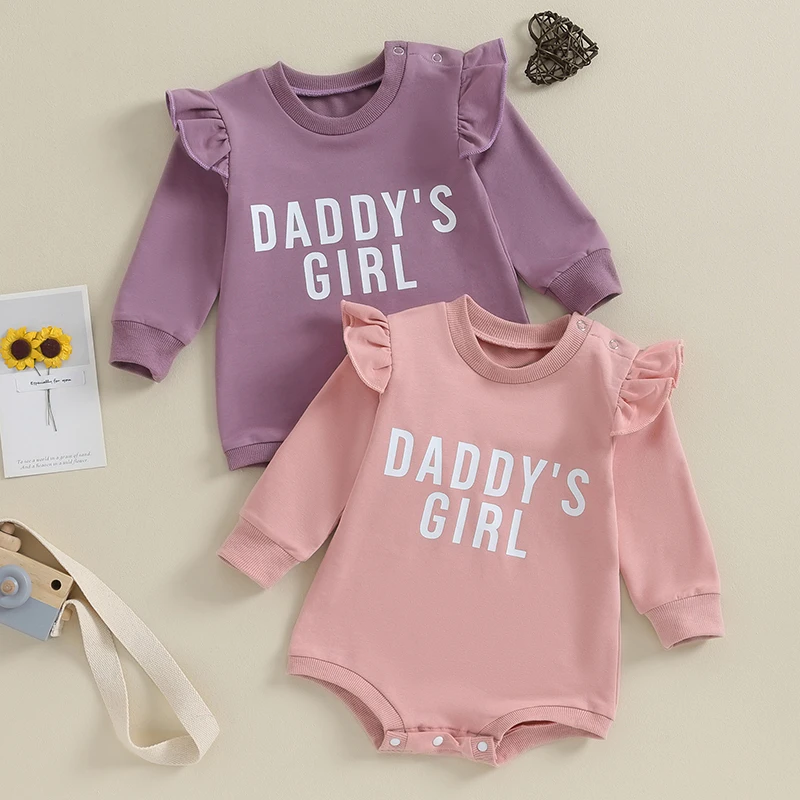 

Suefunskry Baby Girls Romper, Long Sleeve Crew Neck Letters Print Bodysuit Clothes for Casual Daily