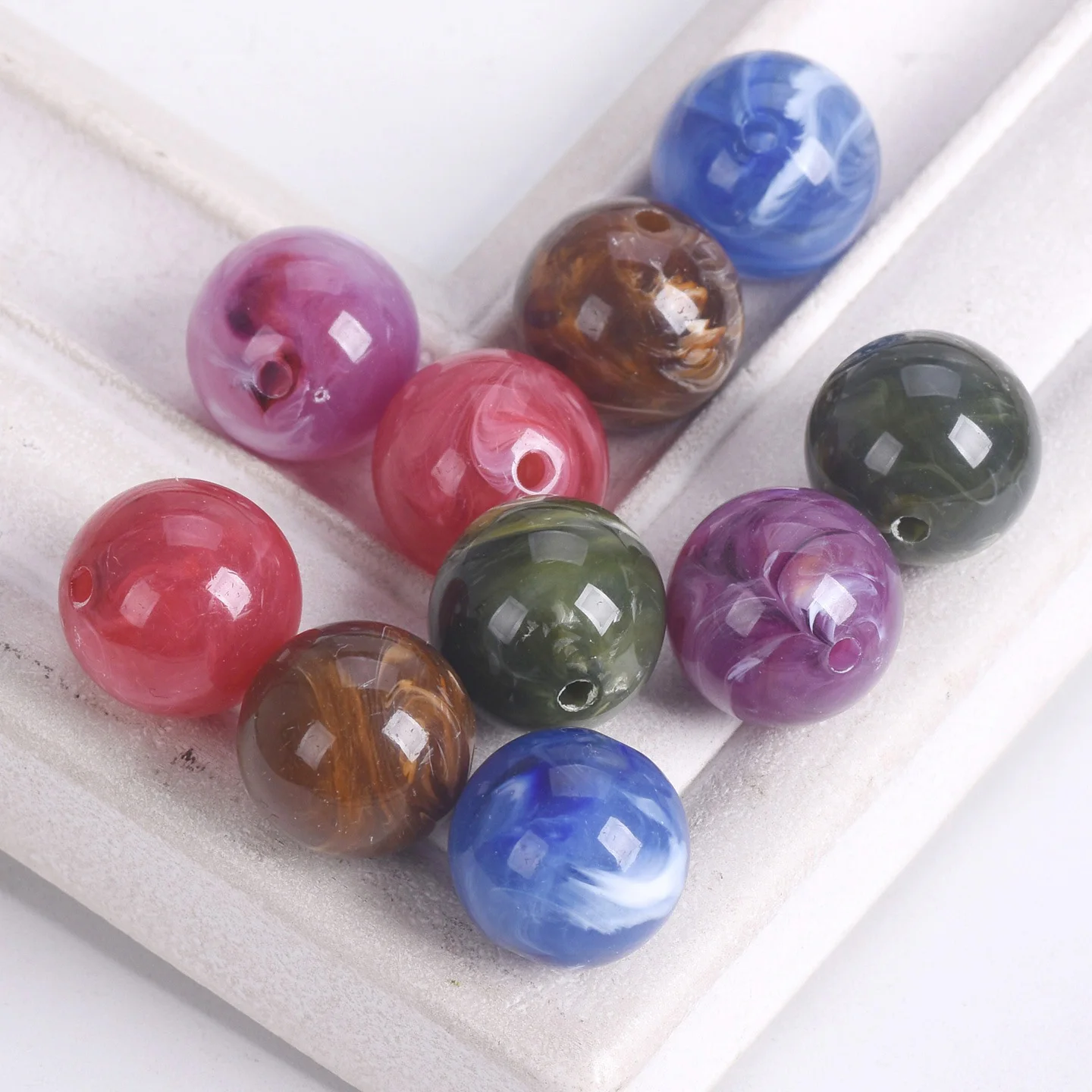 

10pcs Round 14mm Resin Plastic Loose Beads For Jewelry Making DIY Bracelet Findings