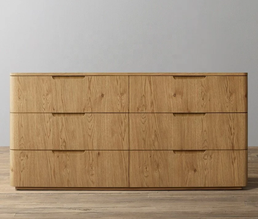

* Modern Luxury 6 Drawer Dresser Antique Design American Solid Wood Bedroom Furniture Plywood Style Home