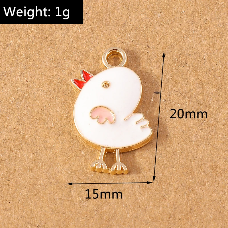10 Stück Niedliche Emaille-Hühner-Anhänger für Schmuckherstellung, Halsketten, Ohrringe, DIY-Armbänder und Zubehör – Detail 3