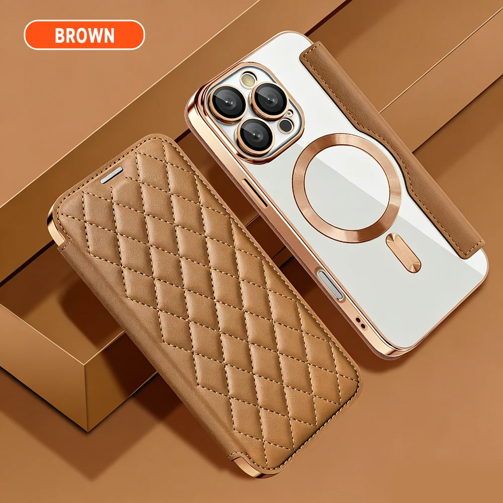 Wallet Case for Apple iPhone 17 Pro Max Compatible with MagSafe Leather Flip Card Holder Clear Magnetic Back Shockproof Case