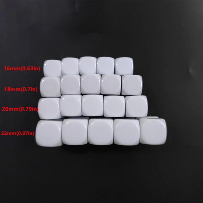 10pcs/ Set 10/12/14/16/18/20/22/25MM Smooth White Dice Can Be Used To Write Interest Blank DIY Dice