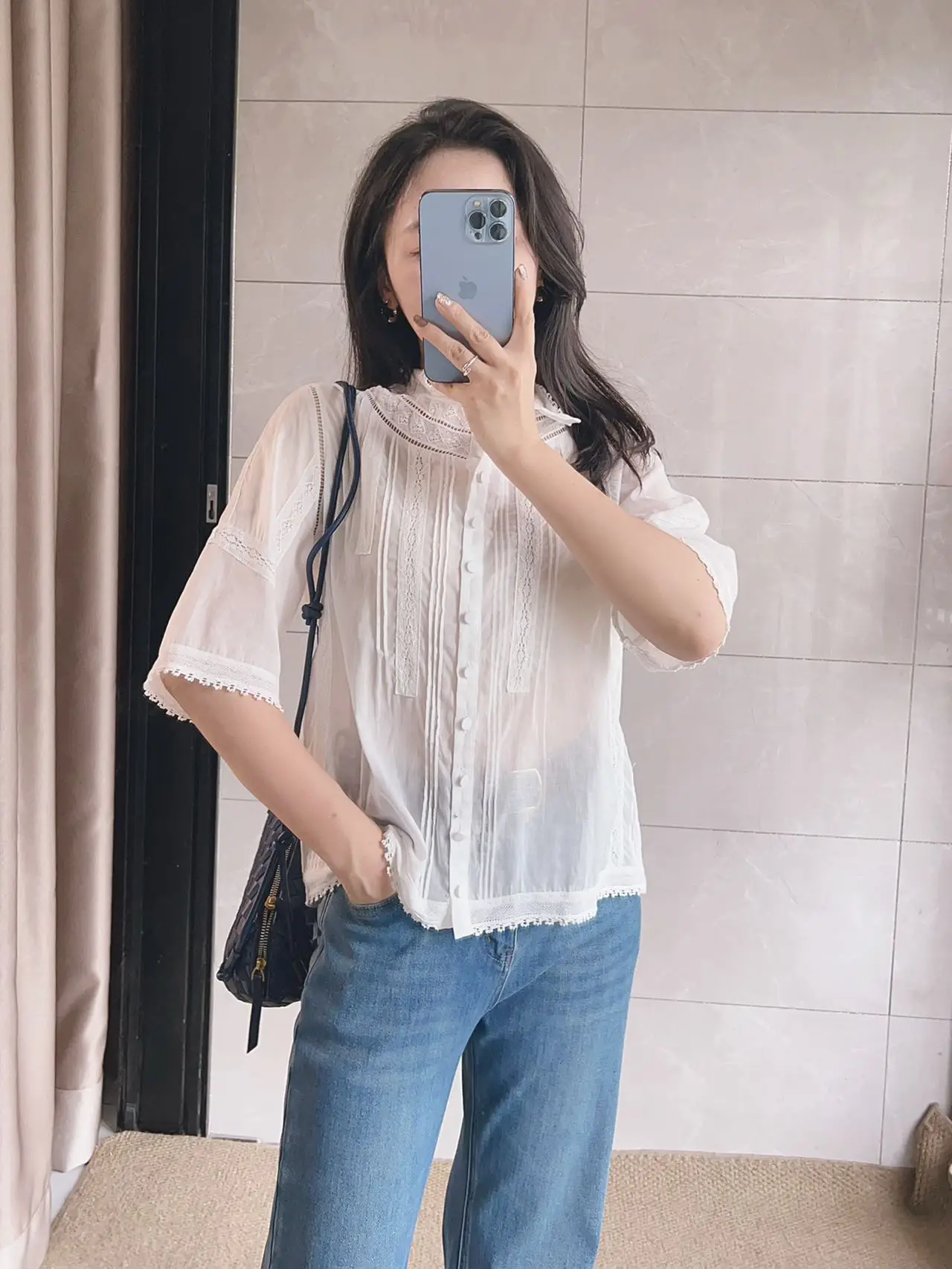 

Женская рубашка в романтическом художественном стиле, тонкая, черно-белая, с рукавом 7/8, из чистого хлопка, во французском стиле, дышащая, приятная для кожи, прямого кроя