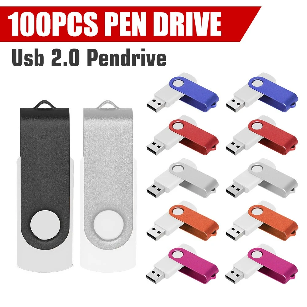 100Pcs/lot USB Flash Drive 64GB Pen Drive 512MB 1GB 2GB 4GB 8GB 16GB Pendrives Usb Stick 32GB Memory Stick Free Gift Custom Logo