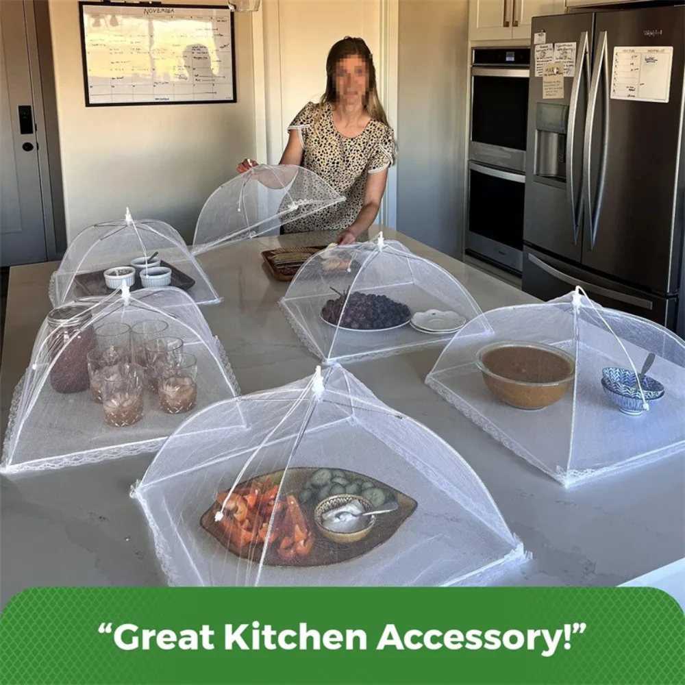 Collapsible Mesh Food Covers 12/14/17/18 Inch Protective Dish Cover White Anti-Flying Pop Up Fine Fly Net