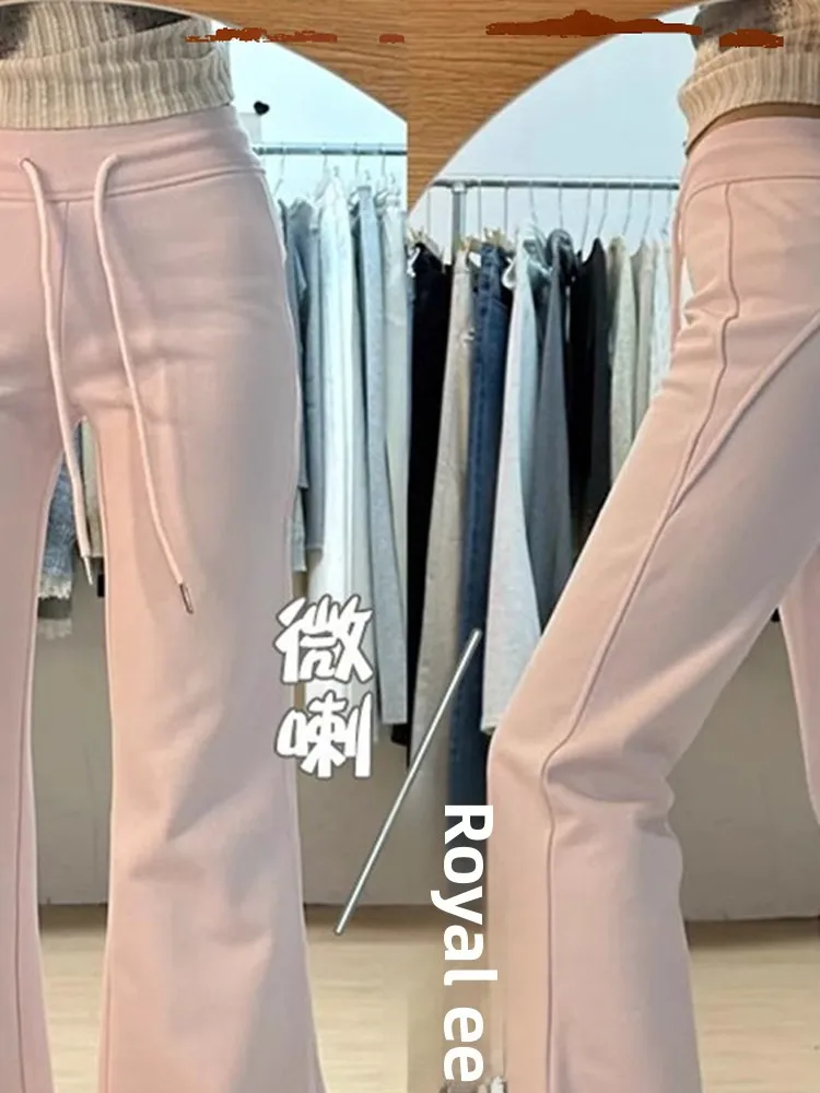 Rosa Hohe Taille Abnehmen Bell Bot Sport Hosen frauen Frühling Herbst 2025, Neue Sle Pendeln Sle Casual Hosen