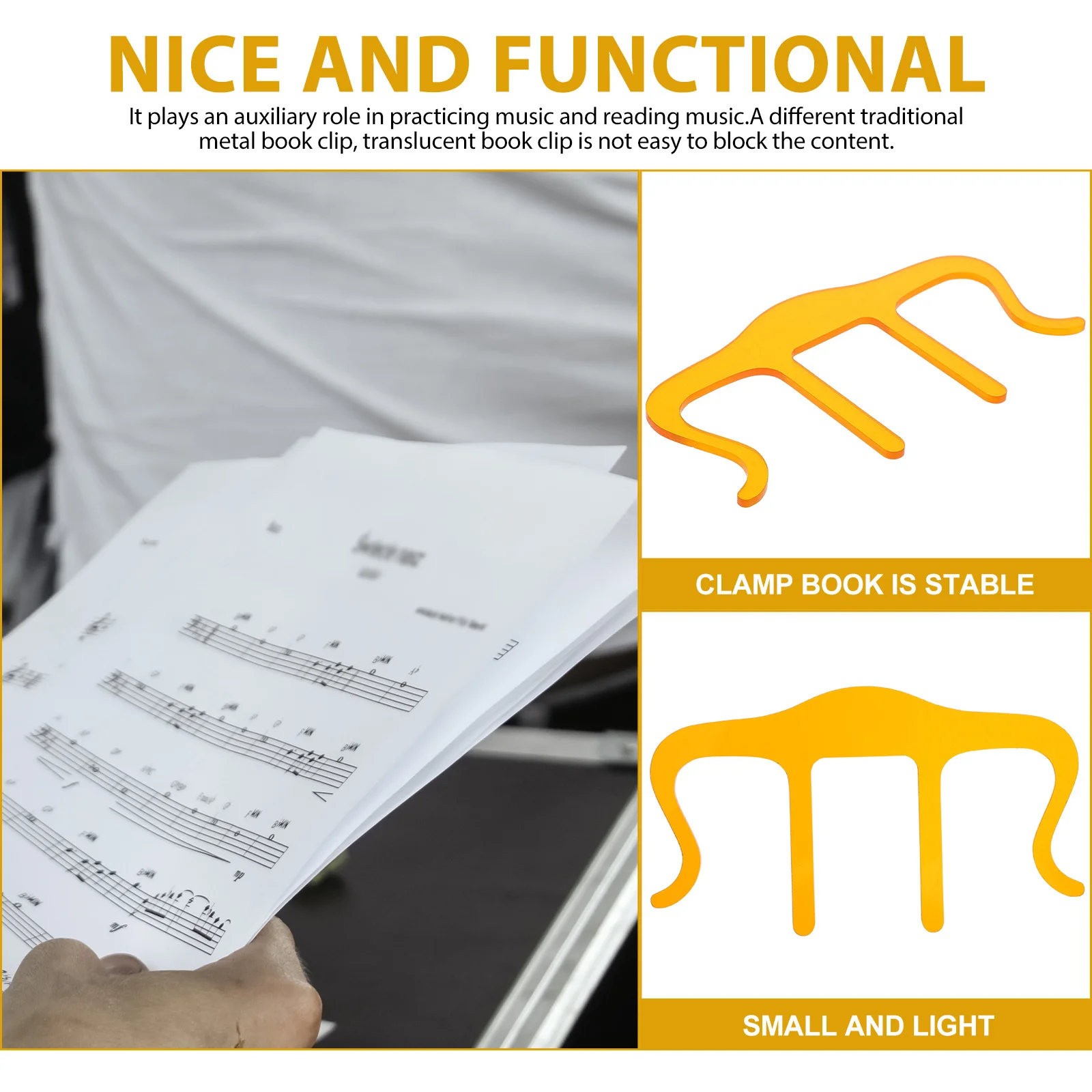 

1pc -Shaped Sheet Clip Acrylic Portable Music Book Holder Strong Clamp For Stage Concert Hall Use Piano Score Holder Music