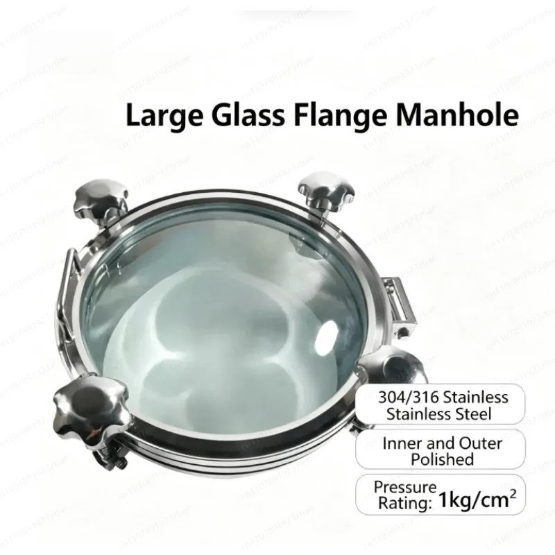 304 Sanitary Grade Large Glass Pressure Manhole Stainless Steel Flange Sight Glass Window Visual Hand Hole Winemaking