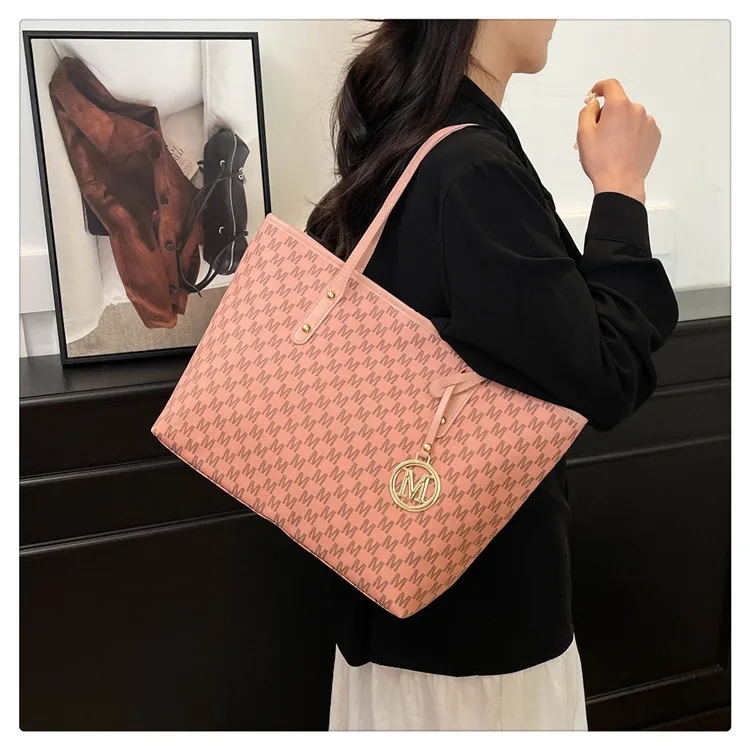 Große Kapazität Pendler-Tragetaschen Modische bedruckte Pu-Leder-Handtasche für Frauen College-Studenten Klasse Handtaschen Schultertasche – Detail 14
