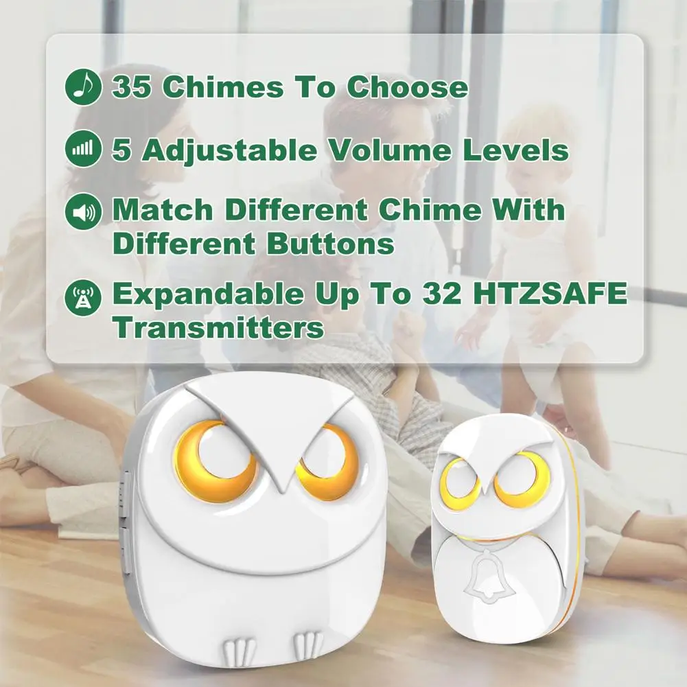 Wireless Waterproof Doorbell Home Long-distance Music Doorbell One To One Calling Device Owl Calling Device Safety Protection