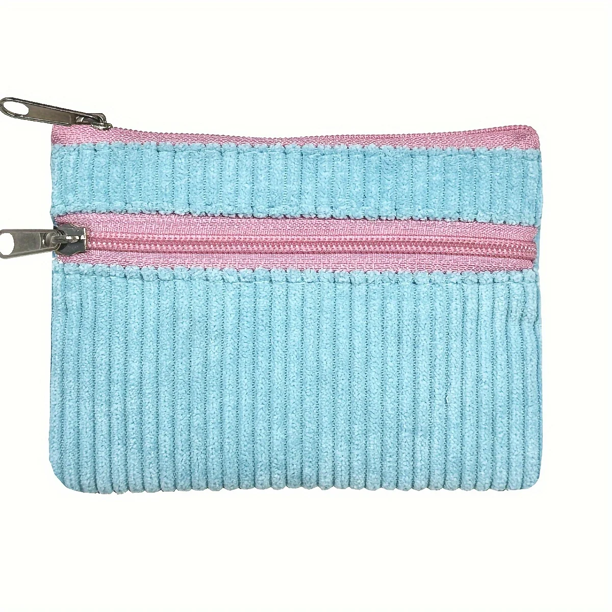 Mehrfarbige Kleingeldtasche aus Cord, Schlüsseltasche, tragbare Kartentasche, kleiner Metallreißverschlusskopf – Detail 15