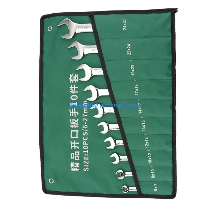 Y5GD Completing Wrench Collection Mirror Finish Open End Tools 8/10Pcs with Convenient Carry Bag Double Head Spanner Tools