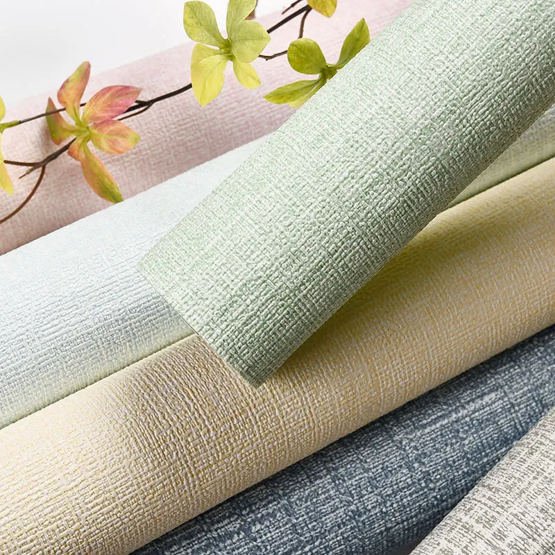 50cmX10m Linen 3D Foam Self Adhesive PVC Wallpaper Solid Color Thick Waterproof Background Wall Renovation Stickers Wholesale