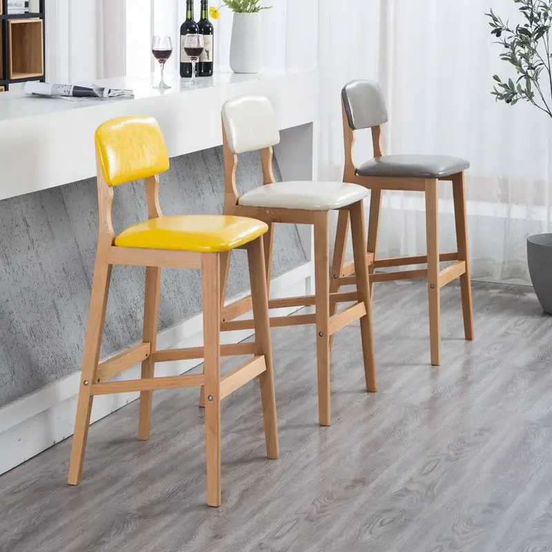 Chaise de Bar à Dossier en Bois Ergonomique et Transparente, Meuble de Luxe, Réglable, Cafétéria, Cuisine