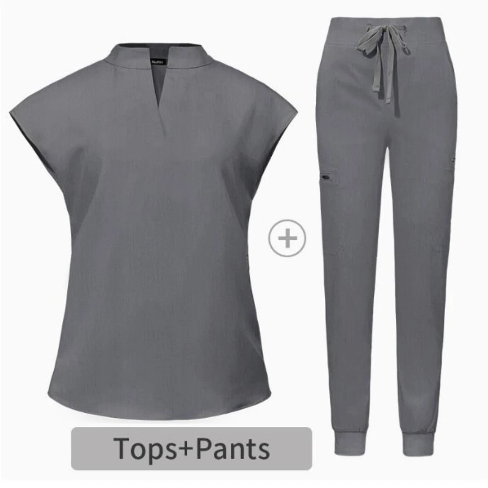 Surgical Uniforms Woman Scrubs Set for Men Nurse Uniform Jogger Suit Stretch Top & Pants Multi Pocket Nurse Esthetician Workwear