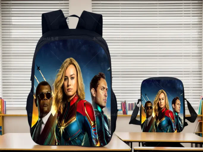

Captain Marvel Large Capacity Rucksack+Side Bag Set,Children Daily Book Bag Casual Superhero Backpack for School,Travel
