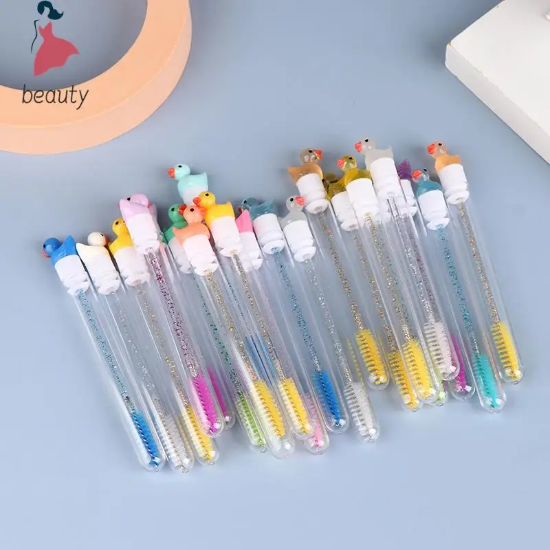 1Pcs Reusable Tube Eyelash Brush Eyebrow Brush Cute Duck Design Crystal Rod Dust-proof Eyelash Extension Tool Lash Mascara Wand