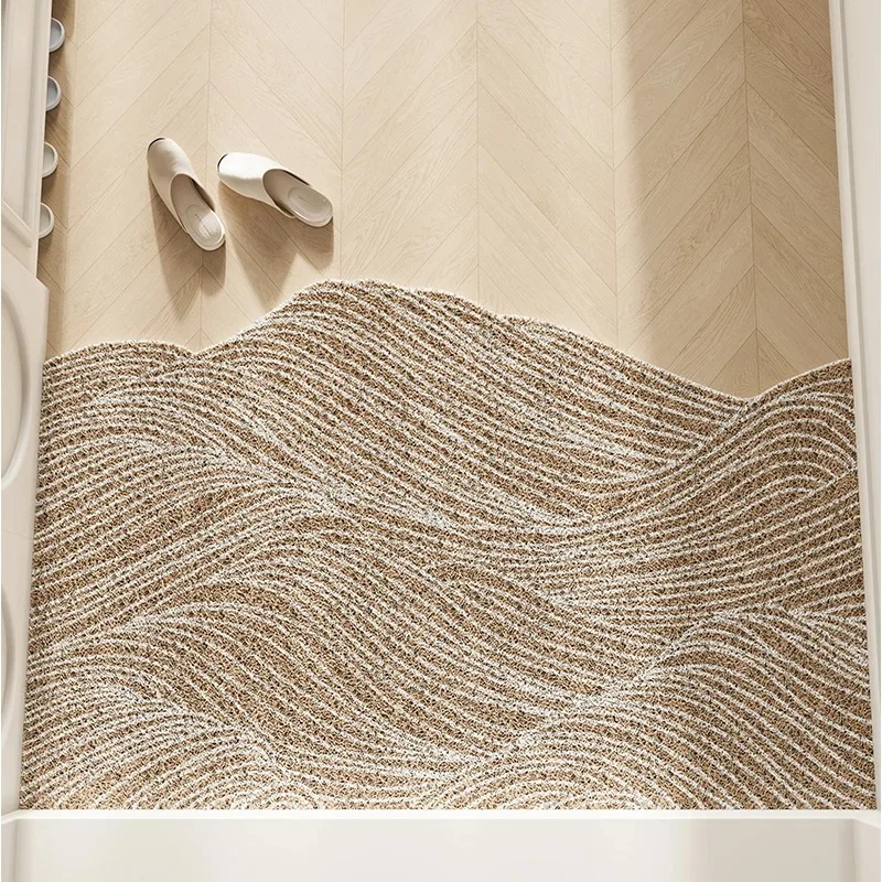 Minimalist Wave Mountain Texture PVC Coil Doormat Anti Slip Dirt Trapping Entrance Door Mat Front Door Indoor Home Decor