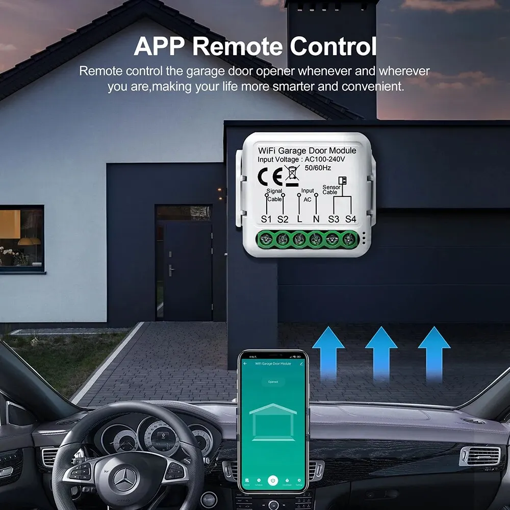 ONENUO WiFi Smart Garage Door Opener Controller Tuya App Switch Automation Module Works with Alexa Google Home Siri