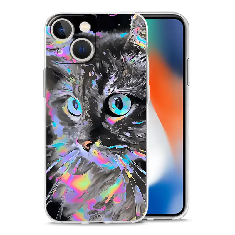 Abstract Surreal Animal Lion Luxury Clear Soft Phone Case For iPhone 15 14 13 12 11 Pro Max XS X XR SE 7 8 Plus Shockproof Cover