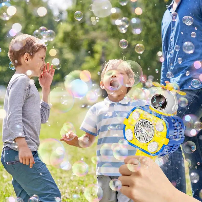 Space Bubble Maker Automatic Bubble Blower Illuminating Bubble Blower Wand Continuous Stream Blower Light Up LED Party Favors