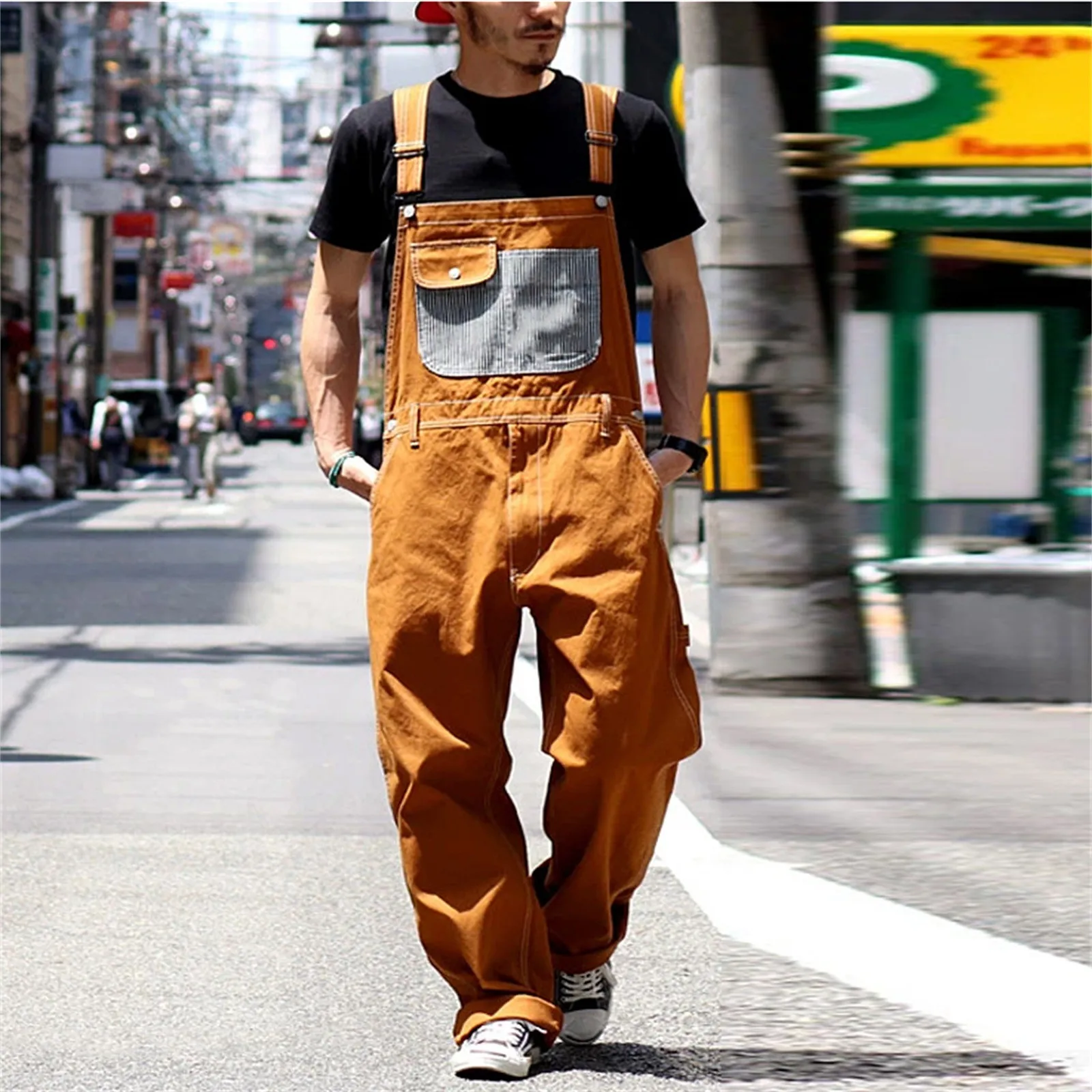 Men's Fashion Bib Overalls Mens Relaxed Fit Overalls Workwear With Adjustable Straps And Convenient Tool Pockets Men Body