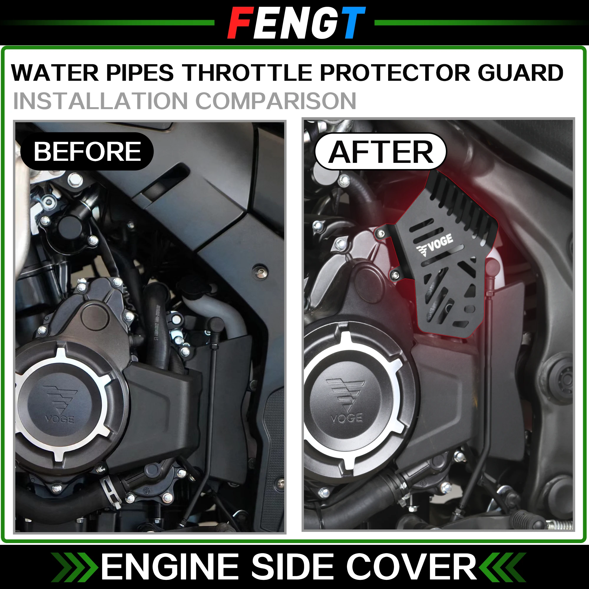 For VOGE Valico 500DS/500AC/525ACX/525AC Motorcycle Engine Cover Clutch Cover Engine Protection Water Pipes Guard