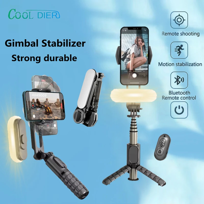 2025 New AI Stabilizer Wireless Bluetooth Selfie Stick Tripod Handheld Gimbal Stabilizer Monopod With Fill light for IOS Android