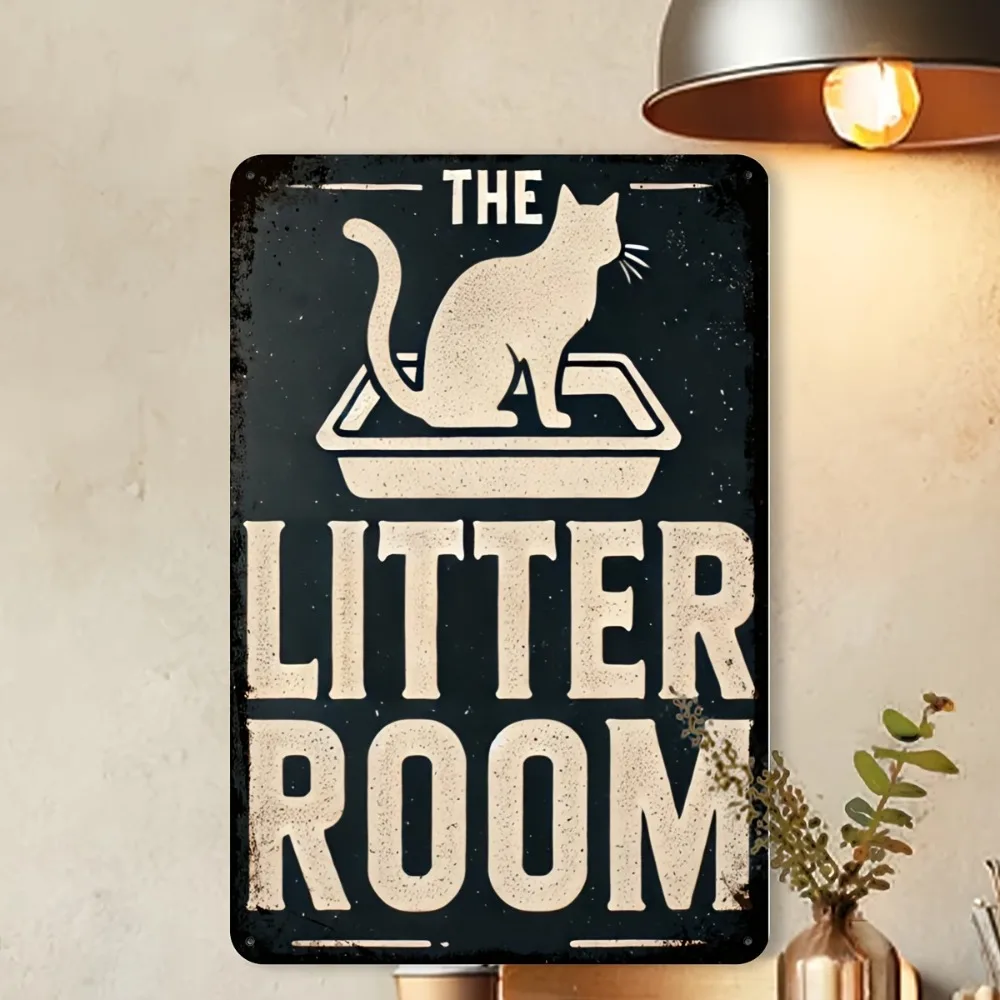 Letrero metálico vintage con humor sobre gatos de la serie “Litter Room” |   Arte de Pared Rústico de Hierro de 8x12 Pulgadas para el Hogar, Bares y Cafeterías |   Regalo Perfecto para Amantes de Gatos