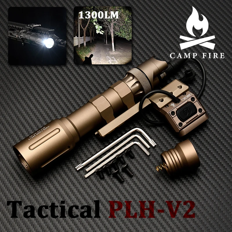 

WADSN Tactical Plhv2 Flashlight 18650 High Power LED 1300LM Airsoft Hunting Scout WeaponLight with Modbutton Pressure Switch