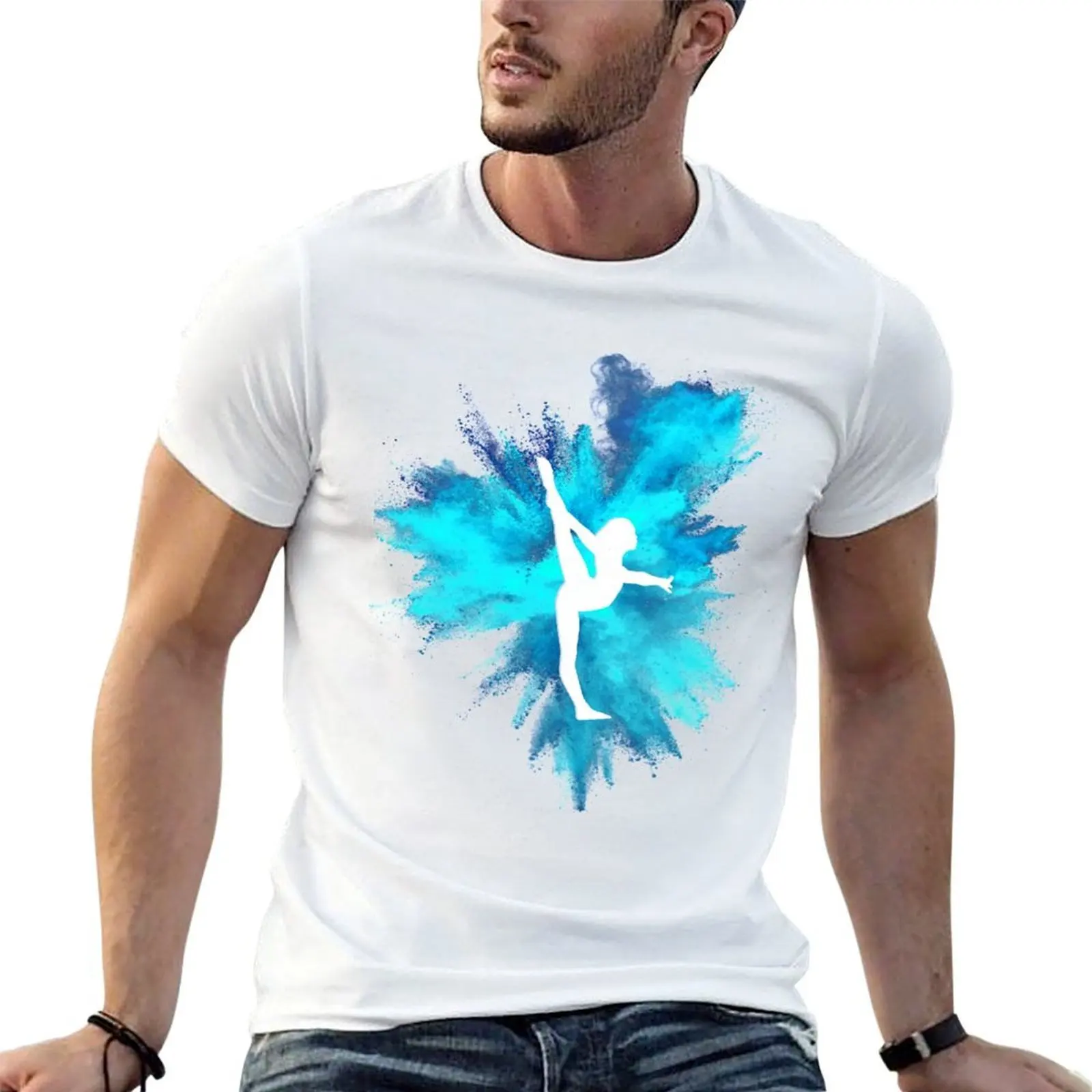 Gymnast Silhouette - Blue Explosion T-Shirt man t shirt heavy cotton funny t shirts cotton T-Shirt