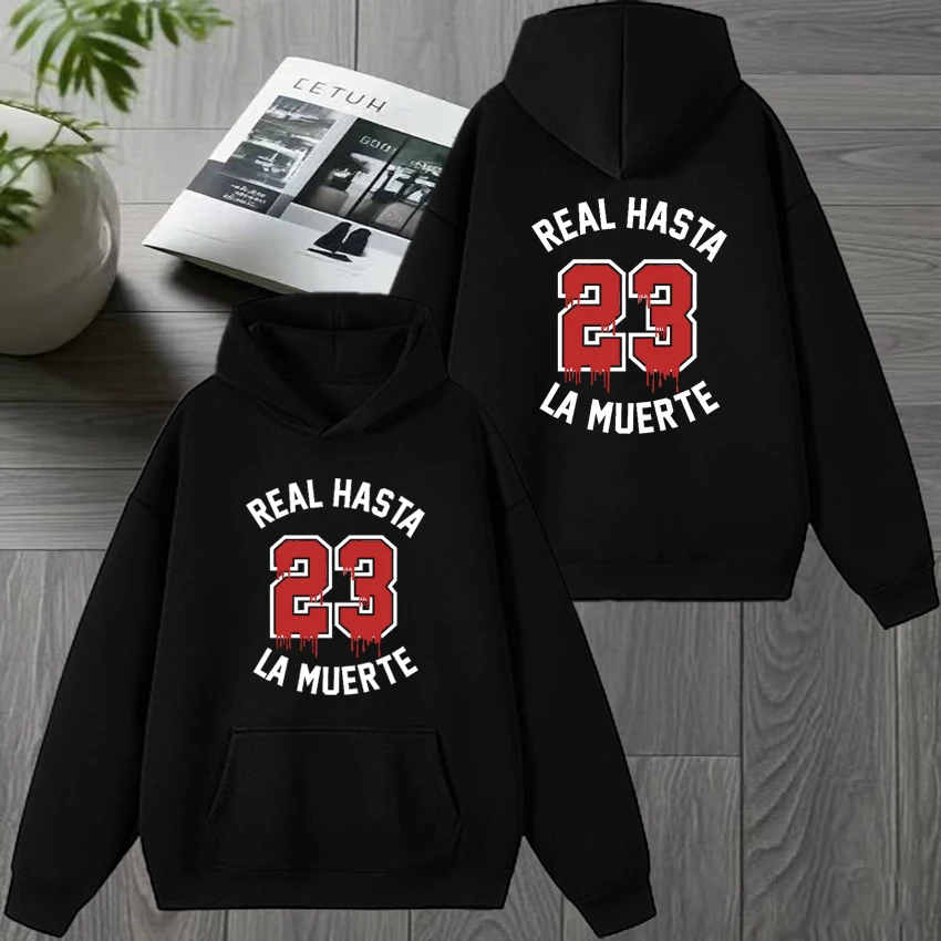 

Rapper Anuel AA Real Hasta 23 LA Muerte Double Sided print Sweatshirt Unisex Fleece Casual Hoodie Men women vintage streetwear