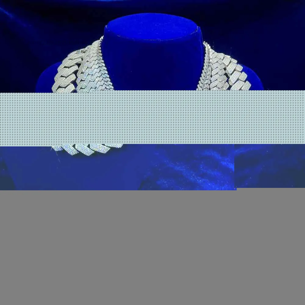 

12mm Wide Moissanite Cuban Link Chain 16'-24' Ice Out Diamond HipHop Men's 925 Silver Necklace