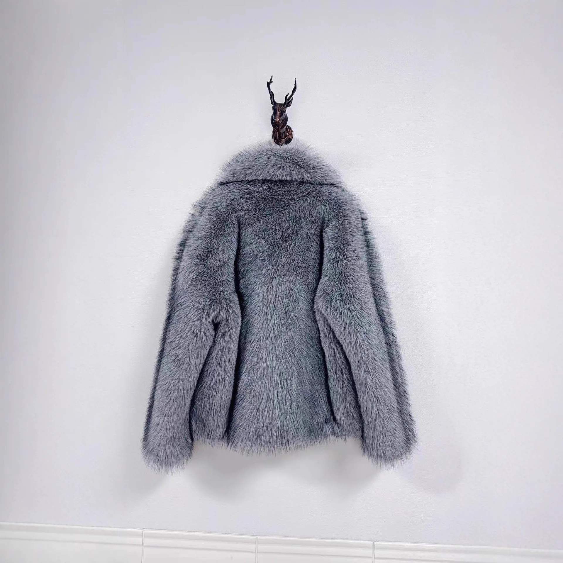 Faux Fur Big Lapel Short Fashion Fox Fur Fluffy Plush Coat