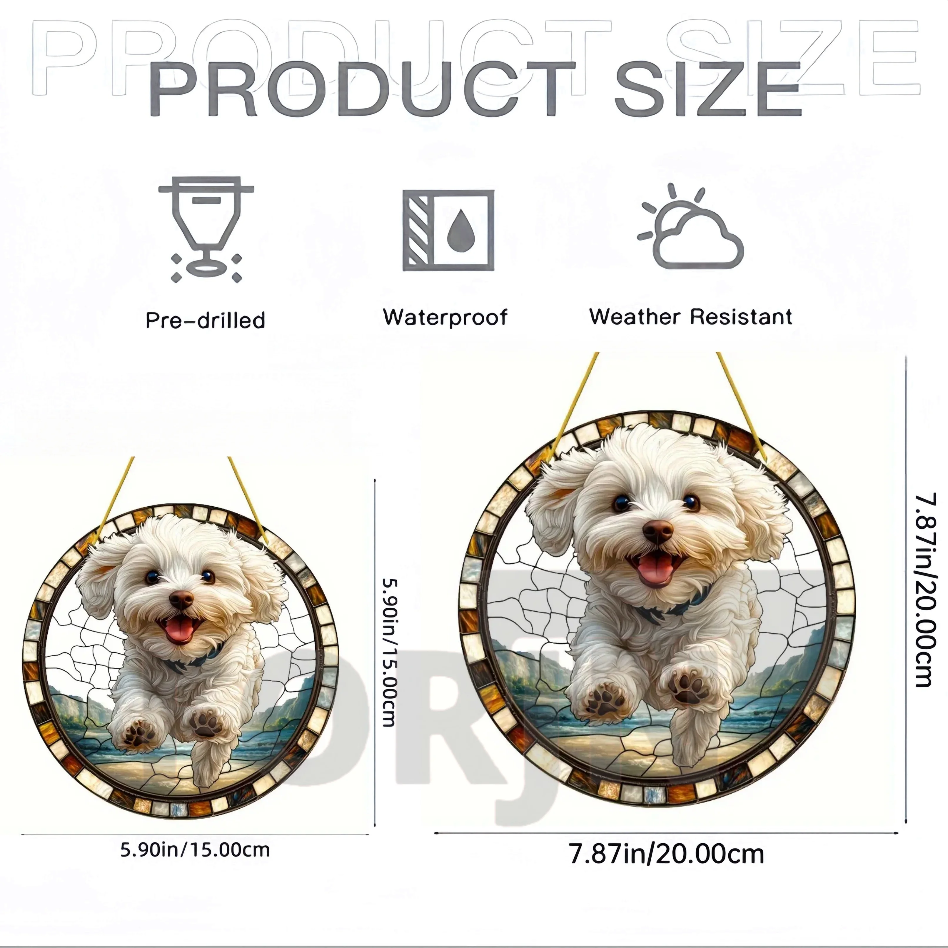 Lively and Cute Pet Dogs Suncatcher, Acrylic Round Translucent Hanging Ornament,Gift for Dogs Lover,House Yard Garden Farm Decor