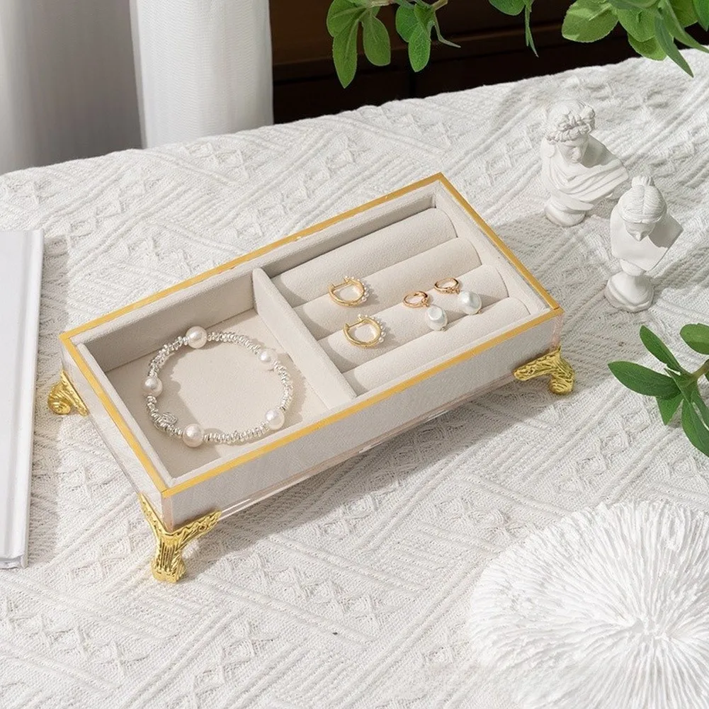Jewelry Tray Organizer With Golden Legs Elegant Display Case For Rings Earrings Bracelets Home Decor Accessories