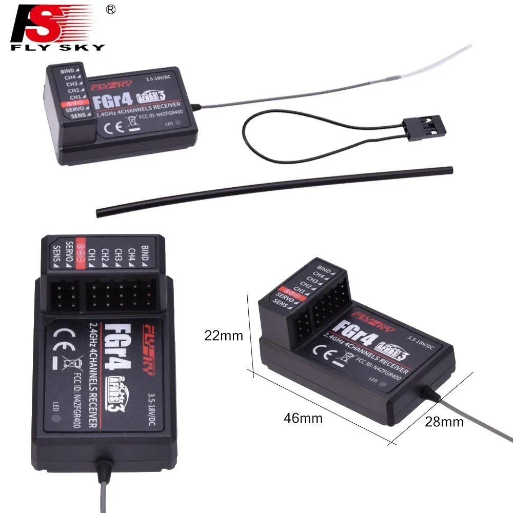 Flysky FGR4 FGR4S FGR4P 4CH Bidirectional Single Antenna Receiver PPM IBUS Signal Fit FS-NB4 RC Quadcopter Transmitter