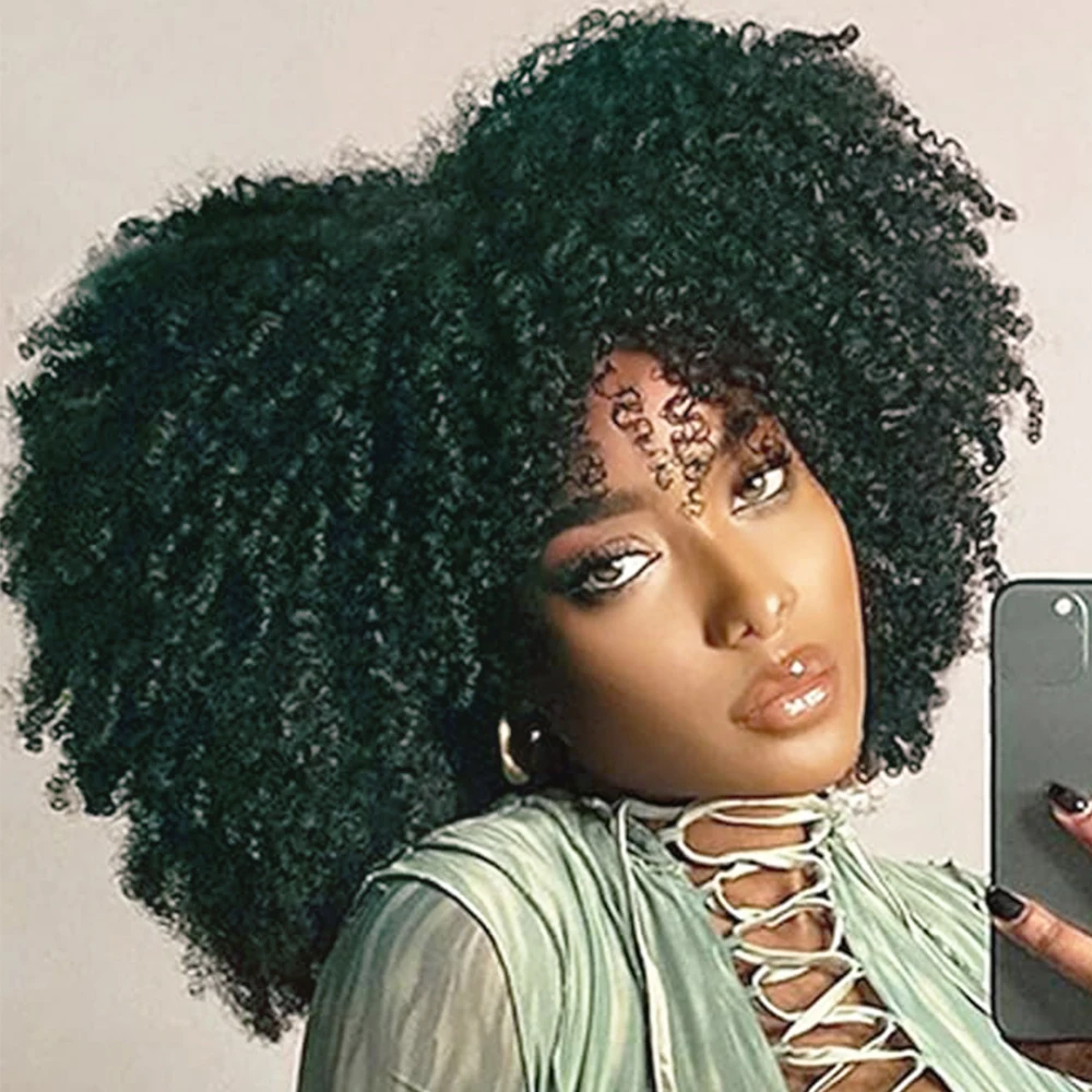 

16 Inch Synthetic Dark Green Short Natural Women Wig Suitable For Daily Use Christmas And Halloween Wedding Music