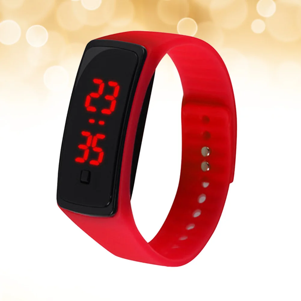 

Children Outdoor Sports Watch LED Digital Unisex Adjustable Silicone Band Running Wrist Clock Red Student Time Display