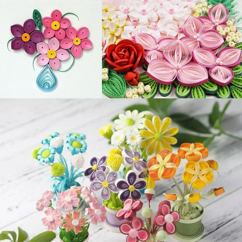 260 Pcs Origami Handmade Children DIY Art Craft Mixed Color Scrapbooking Stripes Quilling Paper Design Tools Color Strips 4 Size