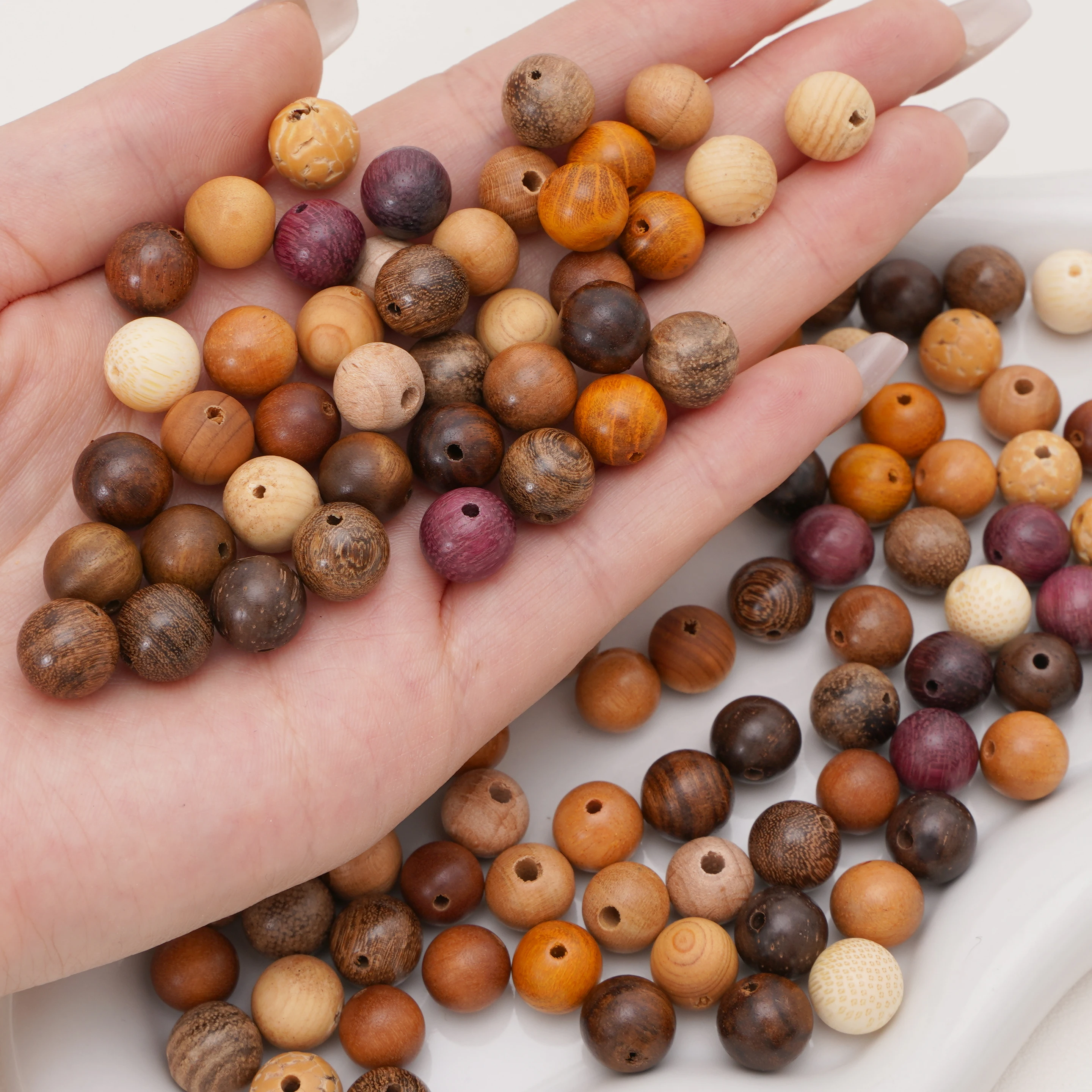 

10-30pcs 10mm Wood Beads Round Stripe Ball Loose Spacer Bead for DIY Bracelet Necklace Jewelry Making Handmade Accessories