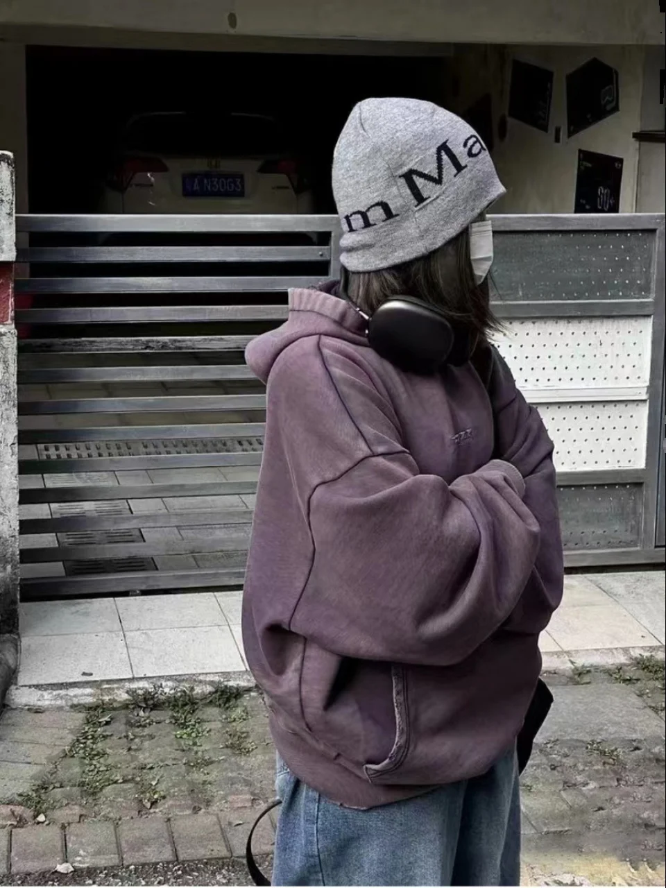 New Far Archive 23ss Purple Hoodie Men and Women Washed Old Retro Outerwear Destroyed Pullover Hoodie