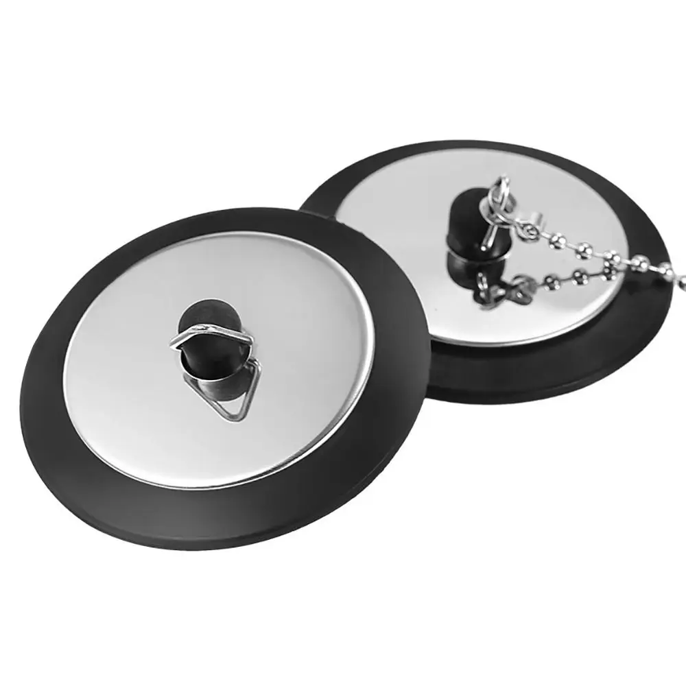 1Pcs New Rubber Tub Stopper Universal With Chain Bath Tub Drain Silicone With Hanging Ring Bathtub Plug Bathtub Accessories
