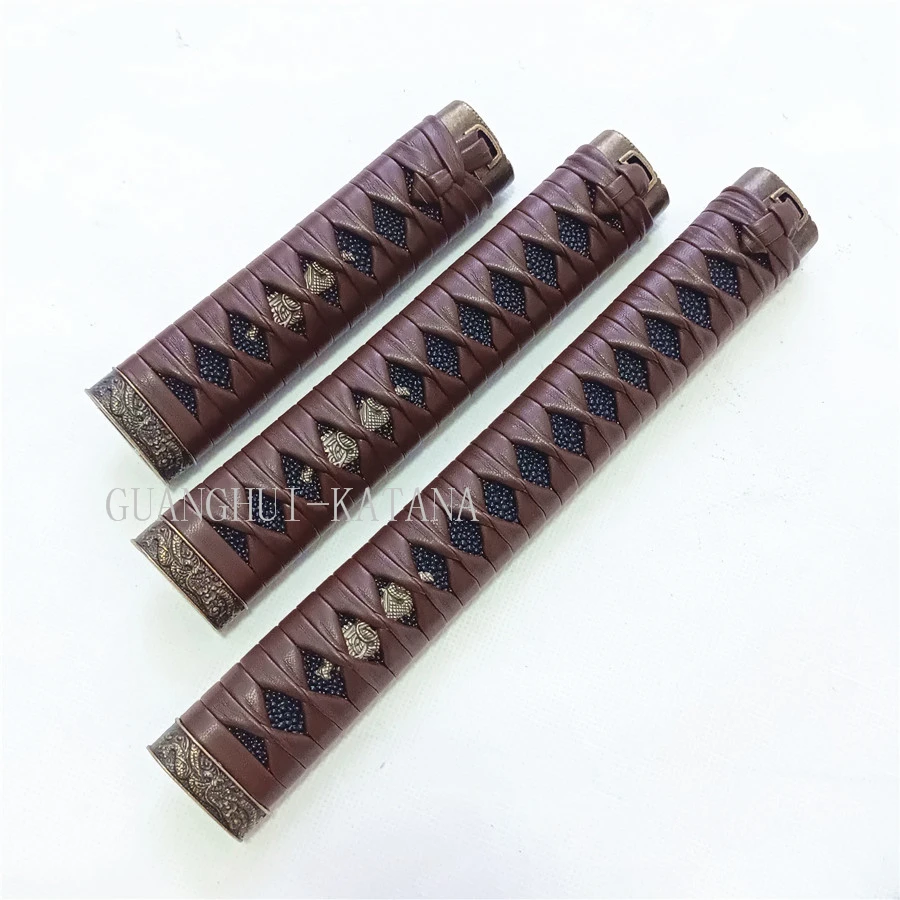 

HandMade A Set Brown leather Handle 15cm,20cm,26cm Tsuka Katana Fittings For Japanese Sword Samurai Katana