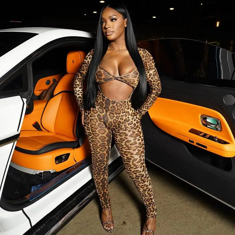 

High Waisted Printed Long Jumpsuit Women's Faion High Waist Long Sve Jumpsuit Comfortable Stretchy Polyester Jumpsuit